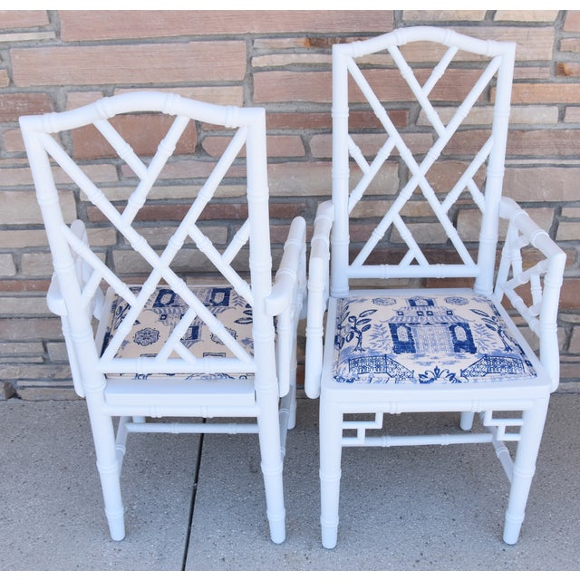 1950s Chinoiserie Faux-Bamboo Chippendale-Style Dinning Armchairs - Set of 6 For Sale - Image 10 of 13