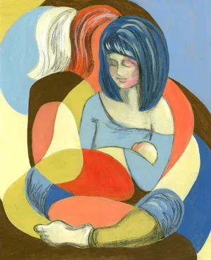 "Mother & Child" Contemporary Figurative Abstract Acrylic Painting