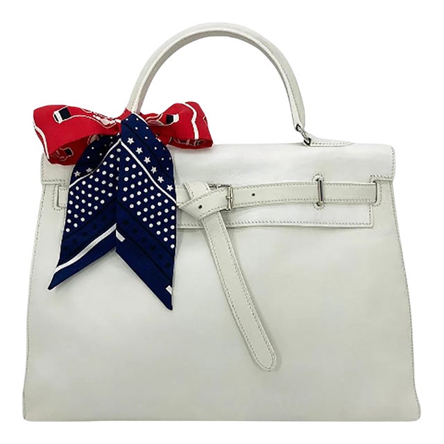 Hermes Kelly Flat 35 White Swift Silver PDH For Sale