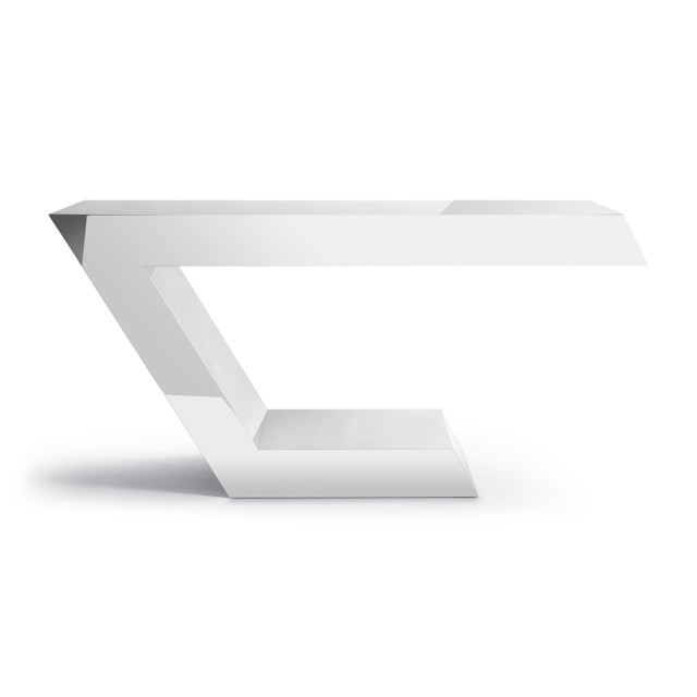 Modern Greg Sheres Style Polished Stainless Steel Console Table For Sale In Savannah - Image 6 of 7