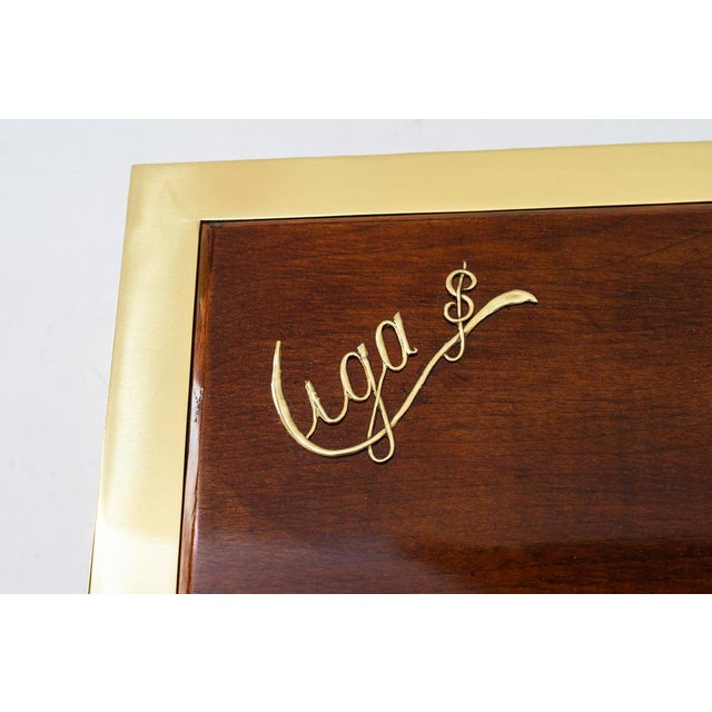 Big Art Deco Jewelry Box brass and wood around 1920s Brass polished and stove enameled Wood shellac polished