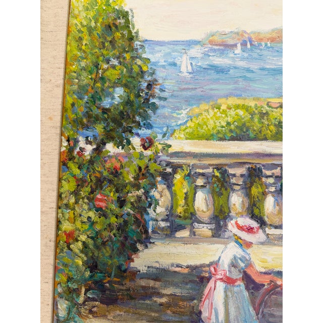 French Katia Pissarro - l'Enfant Au Cerceau, Oil on Canvas For Sale - Image 3 of 8