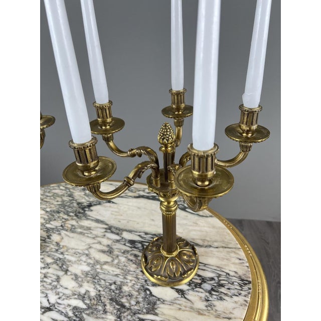 20th Century Louis XVI Five-Light Gilt Bronze Candelabra, Set of 2 For Sale - Image 11 of 13