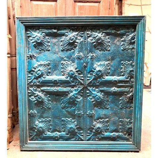Ceiling Medallion Tile Framed XLG Turquoise For Sale - Image 11 of 11