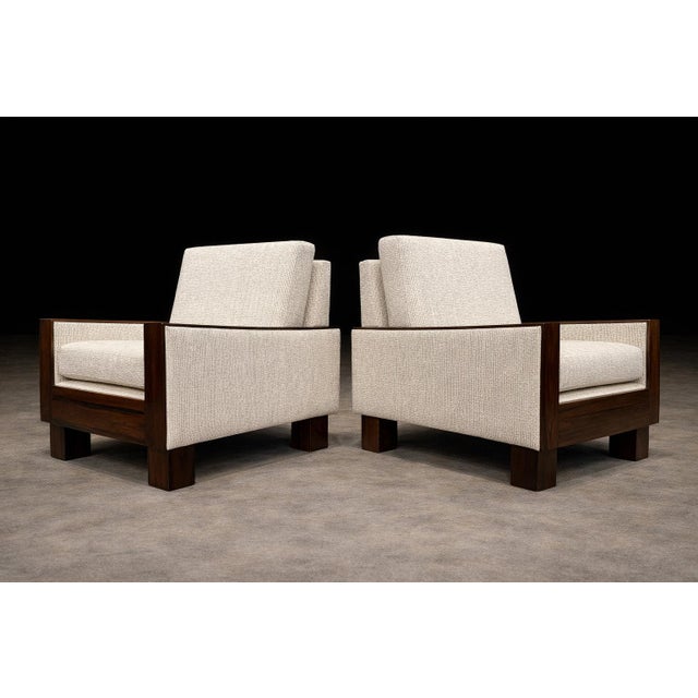 Mid-Century Modern Brazilian Modern Armchairs in Rosewood & Upholstered in Fabric by Celina, 1960s For Sale - Image 3 of 10