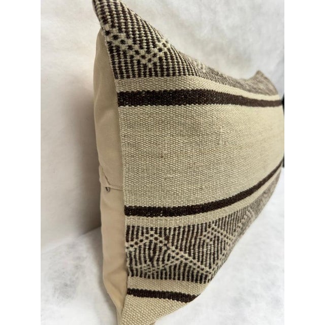 Turkish Hemp Pillow Cushion Natural Beige Brown Pillow Cushion Cover 16" x 24" For Sale - Image 4 of 4