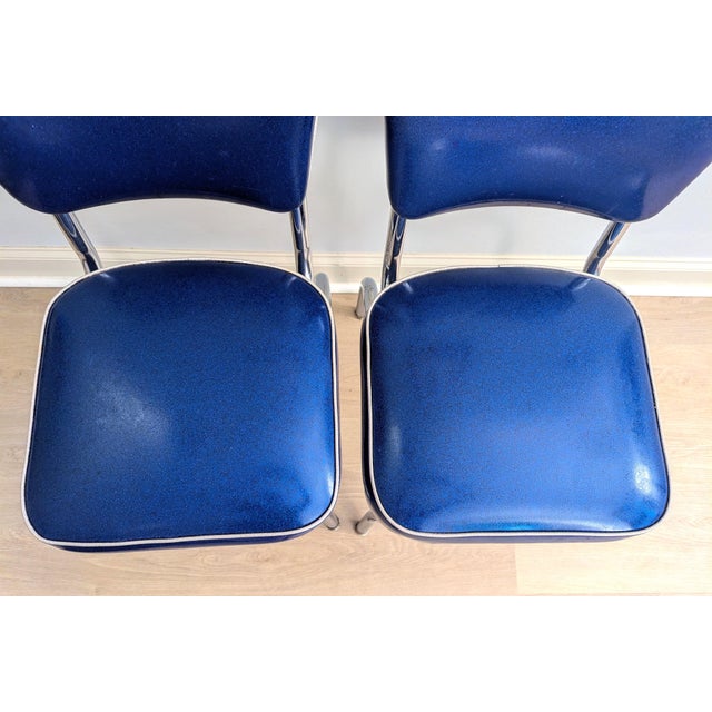 Mid-Century Modern Vintage Sparkle Vinyl and Chrome Dinette Chairs- A Pair by Richardson Seating Corp. For Sale - Image 3 of 10