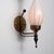 1950s Italian Brass, Black Lacquered Metal and Opaline Glass Wall Sconces, 1950s, Set of 2 For Sale - Image 5 of 10