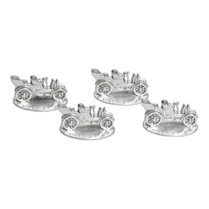 Rare Set of (4) Asprey Edwardian English Antique Sterling Silver Automobile Car Travel Menu Holders Table