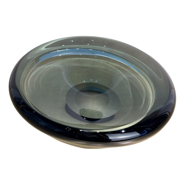 Vintage Twilight Blue Elliptic Bowl by Vicke Lindstrand for Kosta, 1960s For Sale