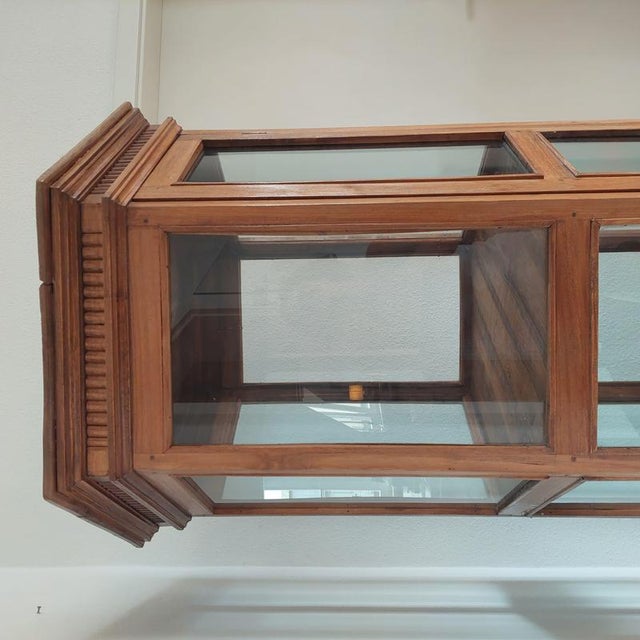 Wood Hexagonal Display Cabinet in Teak For Sale - Image 7 of 13
