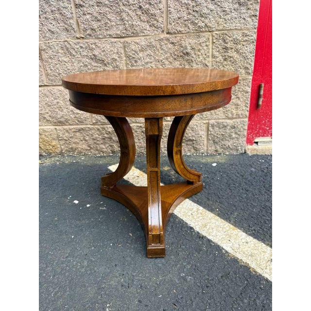 Vintage Regency Style Burled Wood Round Side Table by Drexel For Sale - Image 10 of 12