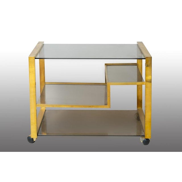 Brass and Crystal Trolley, 1970s For Sale - Image 4 of 4