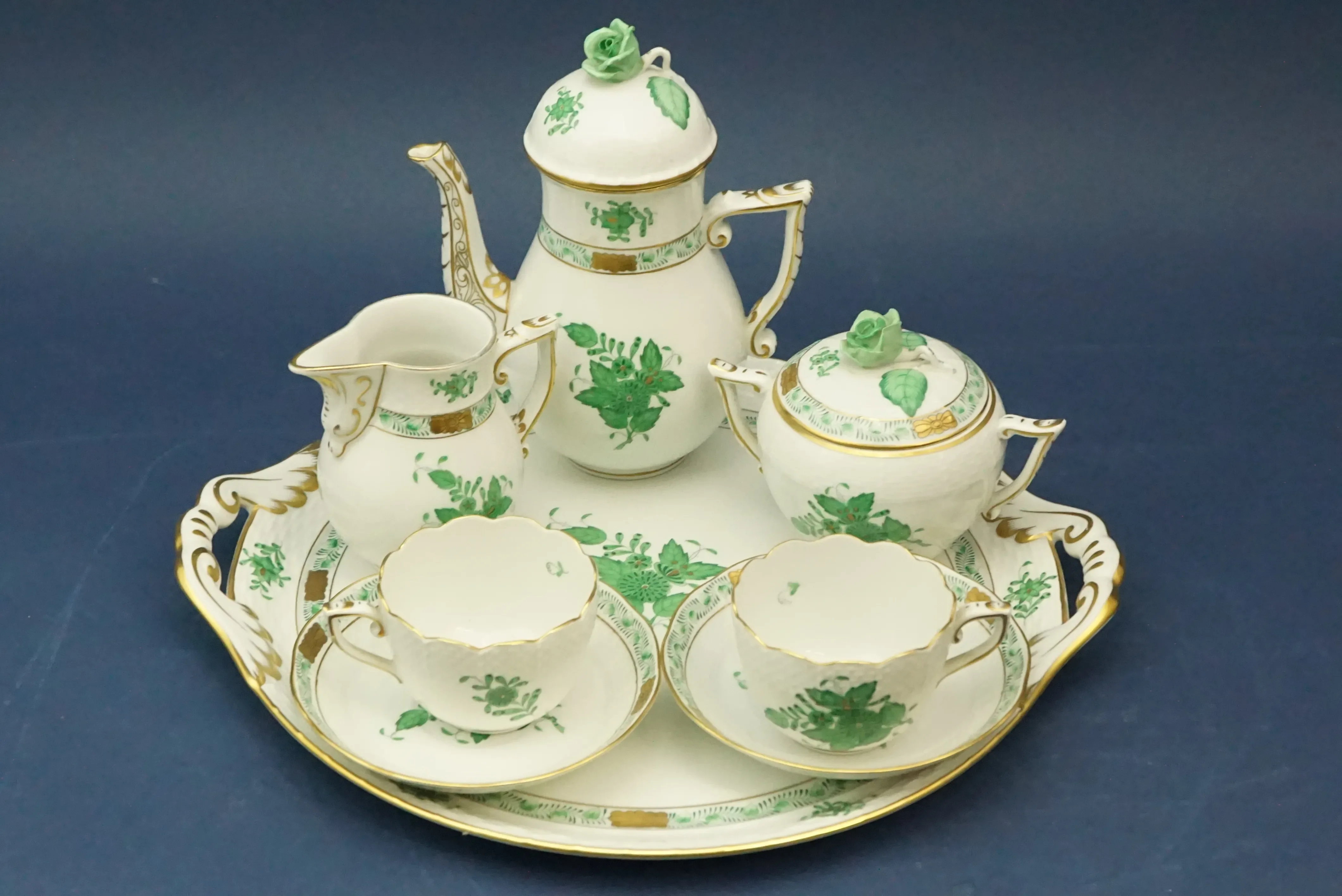 Tete À Tete Coffee Service with Tray in Porcelain with Apponyi