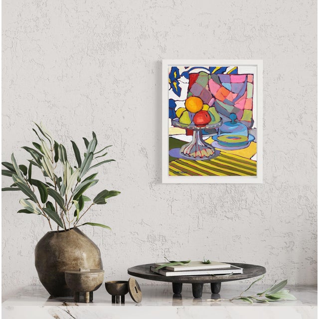 Fruit and Pattern is a bold reinterpretation of the traditional still life, balancing structured geometry with expressive...