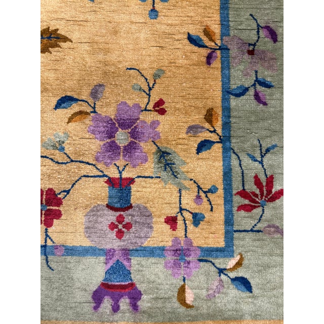 Textile Antique Chinese Art Deco Hand-Knotted Rug 2'6" X 3'9" For Sale - Image 7 of 7