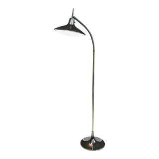 Vintage Brass Gooseneck Laurel B-683 Atomic Floor Lamp With Diffuser For Sale