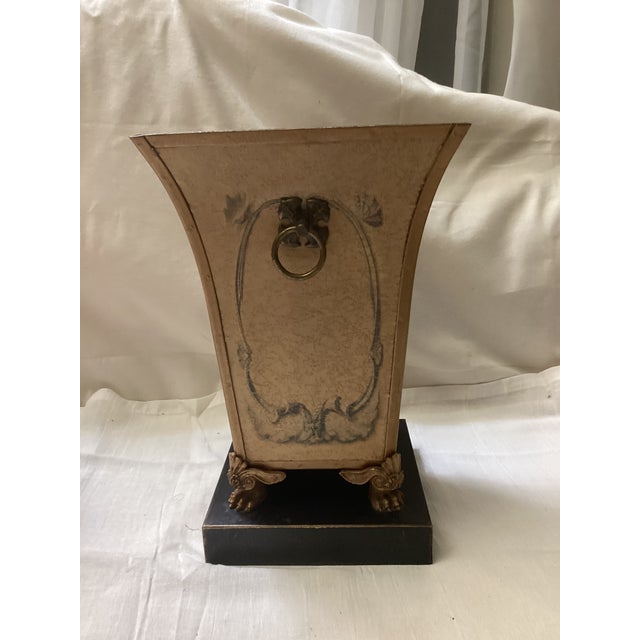 Vintage Tolware Style Leopard Print Umbrella Stand For Sale - Image 4 of 5