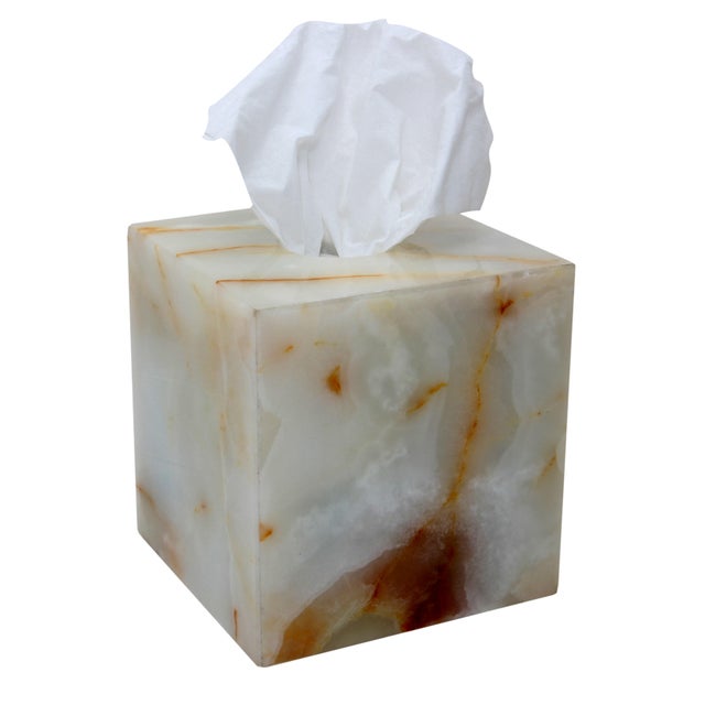 White Marble Tissue Box Holder Chairish