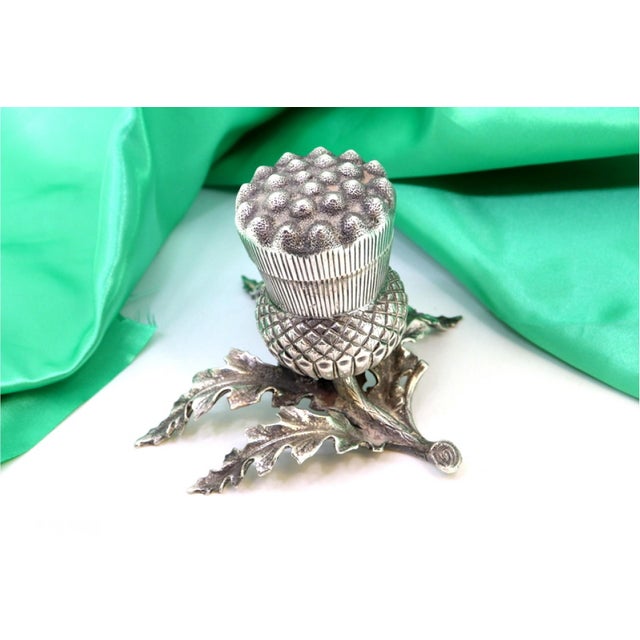 Silver Toothpick Holder with Cut-Out Leaf Applications For Sale - Image 9 of 9