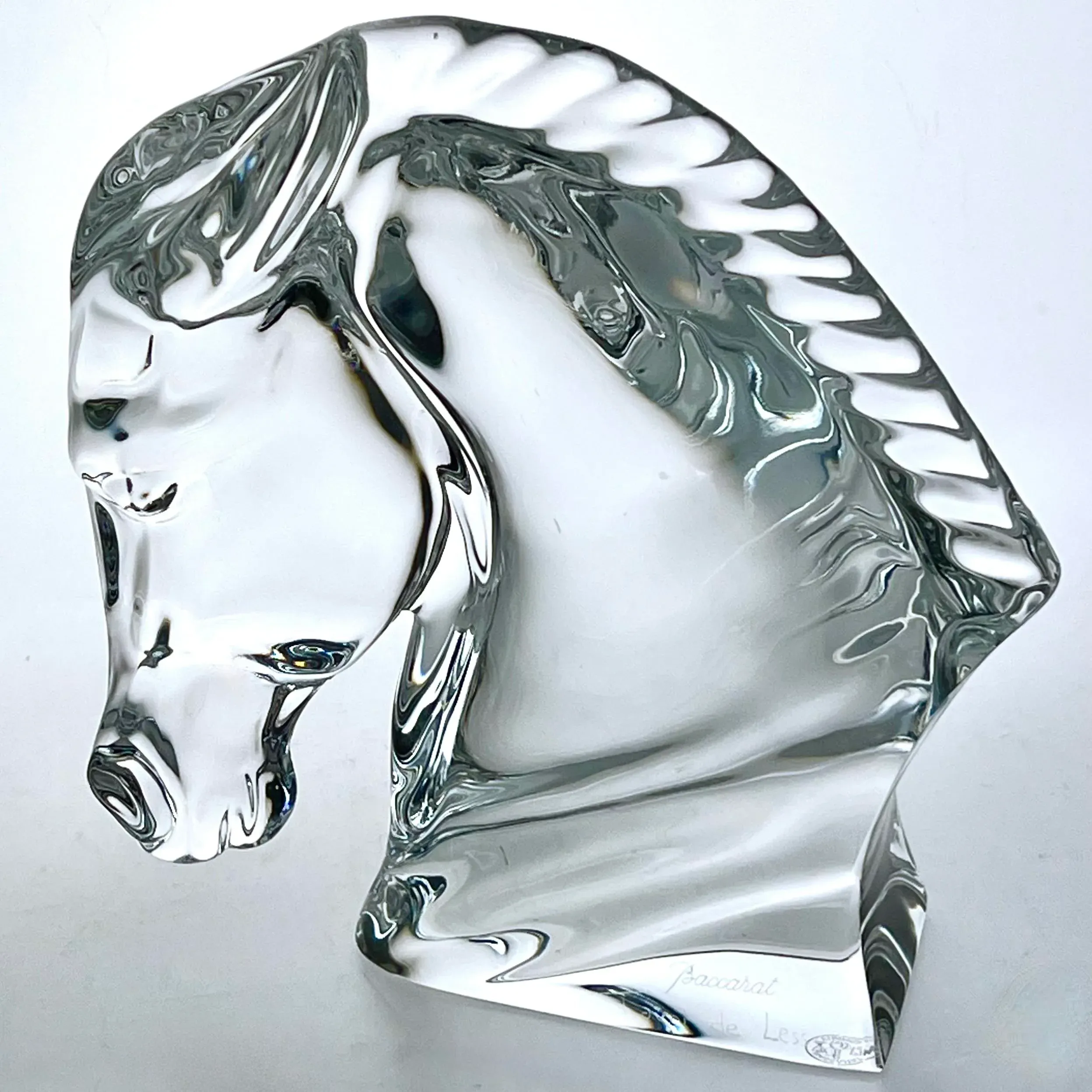 1980s Baccarat Art Crystal Horse Head by Tauni De Lesseps | Chairish