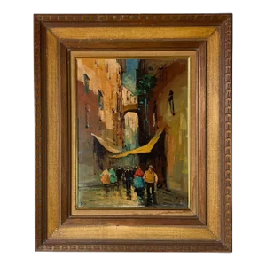 60’s Vintage Dileo Venice Street Impressionist Oil Painting