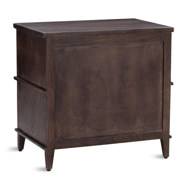 Wood Two-Drawer Walnut Finish Midcentury Style Nightstand For Sale - Image 7 of 9