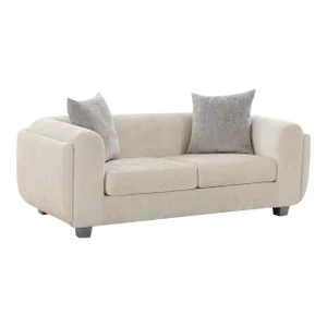 Pasargad Home Bergamo Upholstered Loveseat With 2 Pillows, Ivory