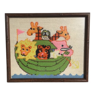 Vintage Needlepoint - Noah's Arc For Sale