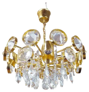 Vintage Gilt Brass and Crystal Glass Chandelier by Lobmeyr