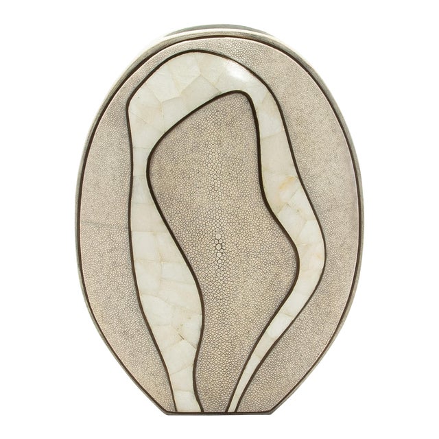 Vase Cocteau L White Shagreen & Quartz by R&y Augousti For Sale