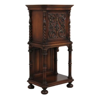 Antique Carved Walnut Baroque Style Liquor Cabinet For Sale