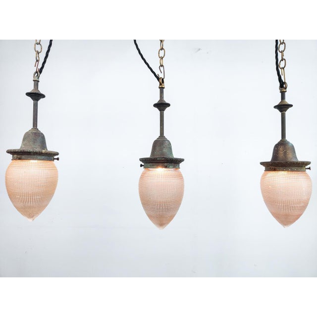 Antique English Holophane Acorn Pendant Light, 1890s For Sale - Image 5 of 7