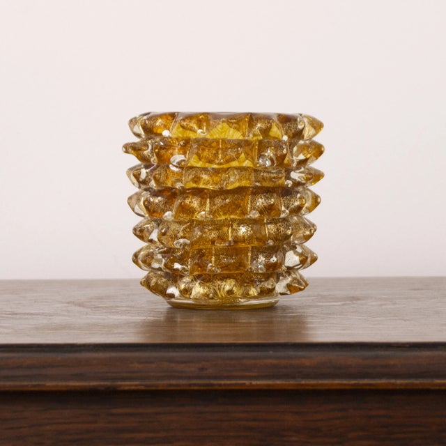 Italian Murano Glass Vase with Gold Leaf For Sale - Image 5 of 12