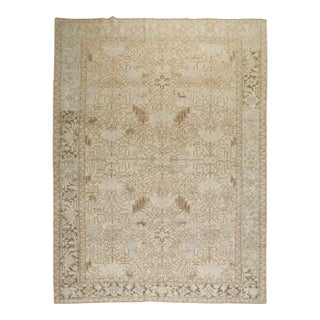 Antique Zabihi Collection Persian Neutral Color Heriz Rug - 7'6" x 11' For Sale