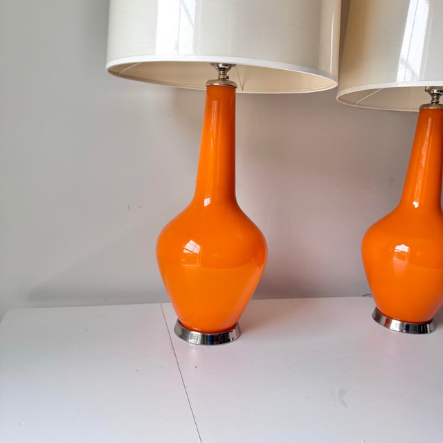 Robert Abbey for Jonathan Adler Capri Glass Lamps - a Pair For Sale - Image 11 of 12