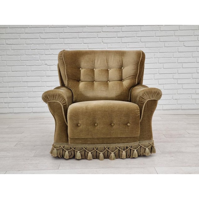 Danish Velour Club Chair, 1970s For Sale - Image 18 of 18