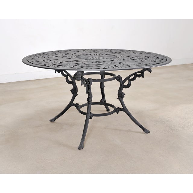 Late 20th Century Kenneth Lynch Style Star and Dolphin Garden Table and Six Chairs For Sale - Image 5 of 18