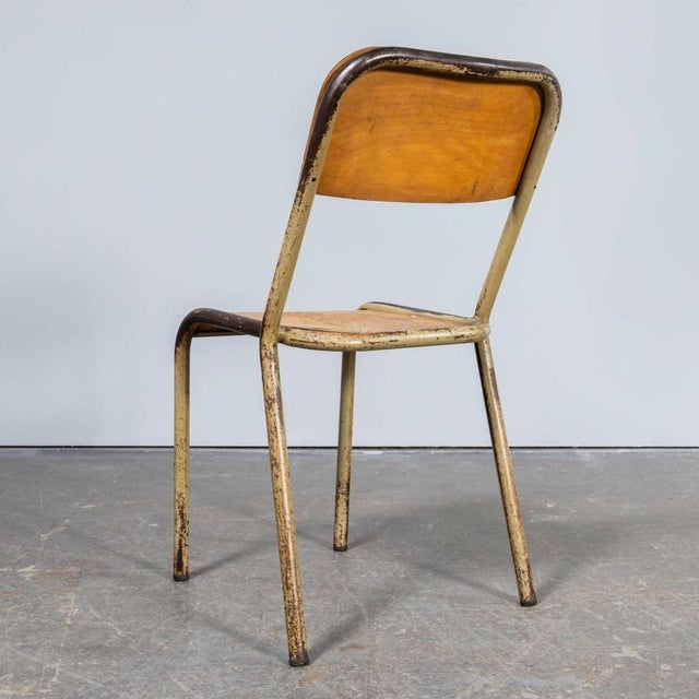 Brown Vintage French Stacking D Back Dining Chairs, 1950s, Set of 4 For Sale - Image 8 of 11