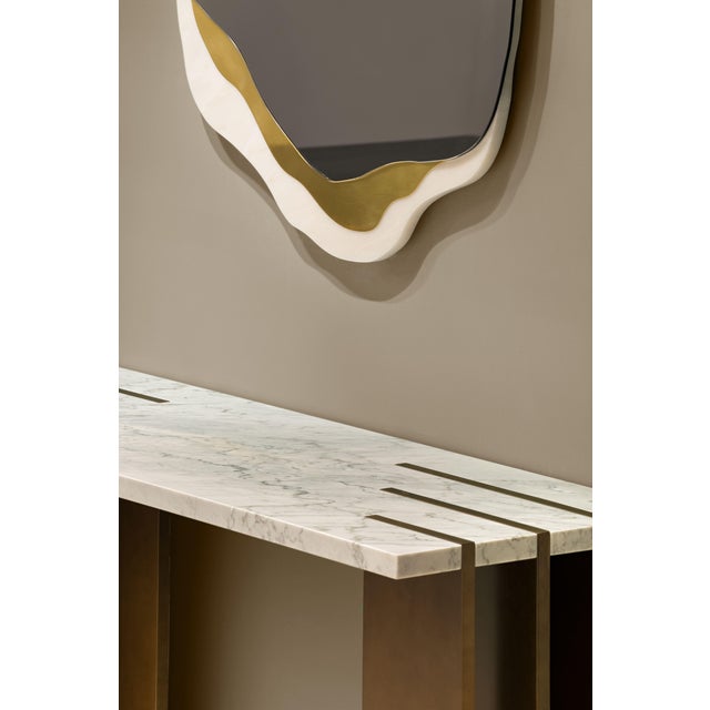 Arizona Mirror in Estremoz Marble and Polished Brass from InsidherLand For Sale - Image 4 of 9