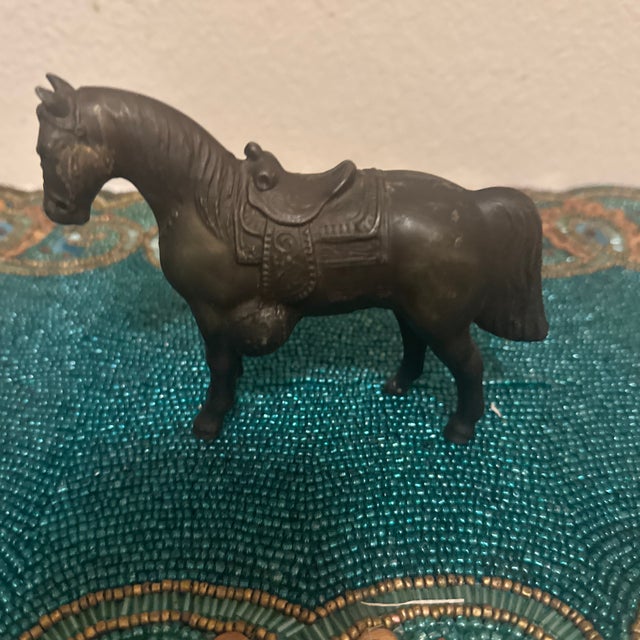 Mid-Century Western Cast Metal Saddled Carnival Horse Figurine For Sale - Image 4 of 10