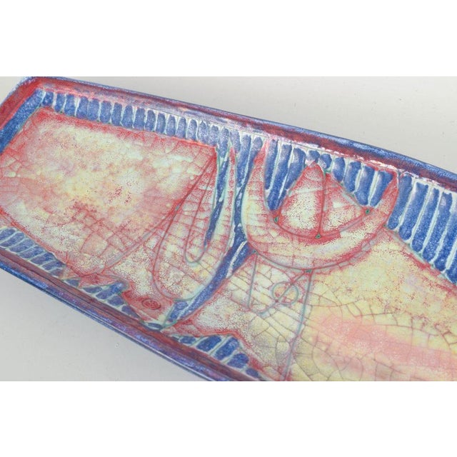 Large Stoneware Dish with Graphic Motif by Marianne Starck for Michael Andersen, 1960s For Sale - Image 3 of 5