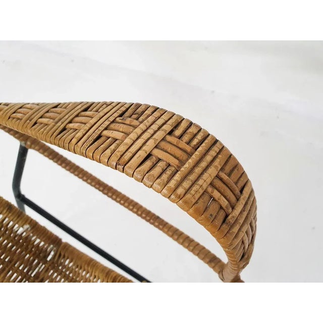 Rattan and Metal Children's Chair, 1950s For Sale - Image 10 of 12
