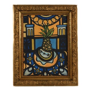 Mid 20th Century Framed Signed Amelia Peláez Del Casal Oil on Canvas For Sale