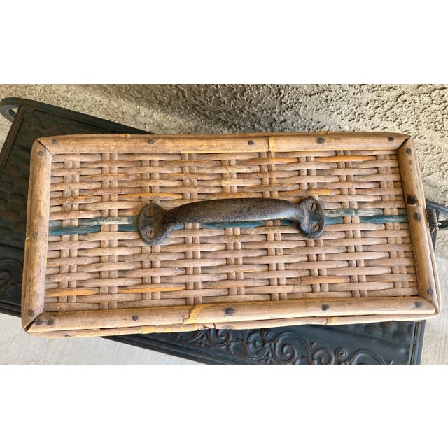 Mid 20th-Century Bamboo & Rattan Carrier Basket For Sale - Image 9 of 13