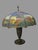 Antique Reverse Painted Glass 8 Panel Table Lamp Landscape Shade For Sale - Image 10 of 11
