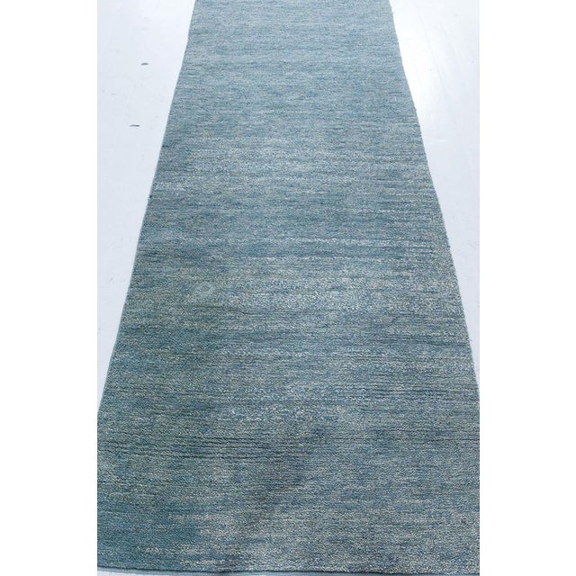 Modern Hand-Knotted Wool Runner in Cool Tones by Doris Leslie Blau For Sale - Image 4 of 8