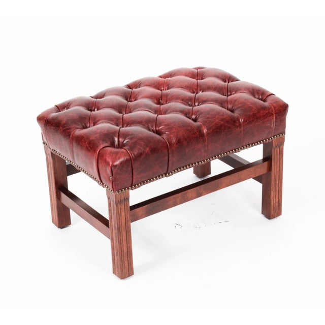 Set of Vintage Buttoned Leather Stools, 1990s For Sale - Image 3 of 10