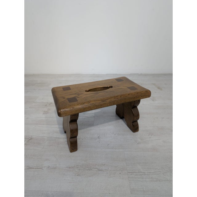 Rustic Wooden Stool with Handle, 1962 For Sale - Image 10 of 10