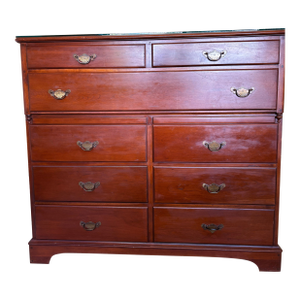 Vintage Cherry Wood Chest With 9 Drawers